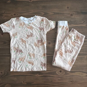 Burt’s Bees Girls Pajama Set 6Y Horse Print Pink